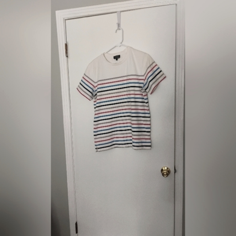 A.P.C. Mens Striped Crew Neck Short Sleeve Tee Shirt Sz L